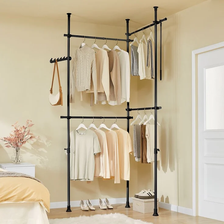 SoBuy KLS03-II-SCH Garderobenständer, Metall, Pulverbeschichtung, Schwarz, 62 x 200 x 75 cm – Bild 2