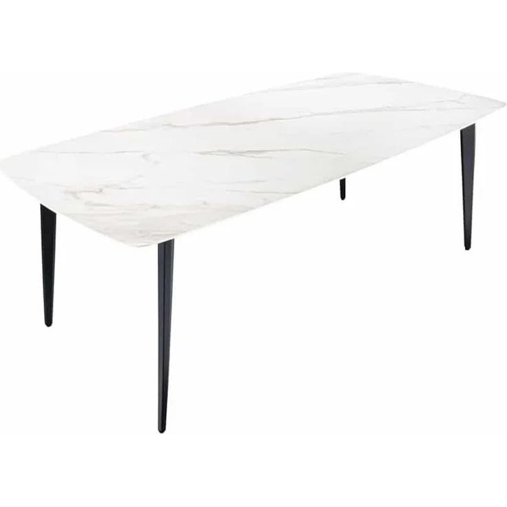 Eleganter Esstisch VENEZIA 160cm weiss-schwarz Marmor-Optik Keramik schwarzes Metall-Gestell Retro – Bild 9