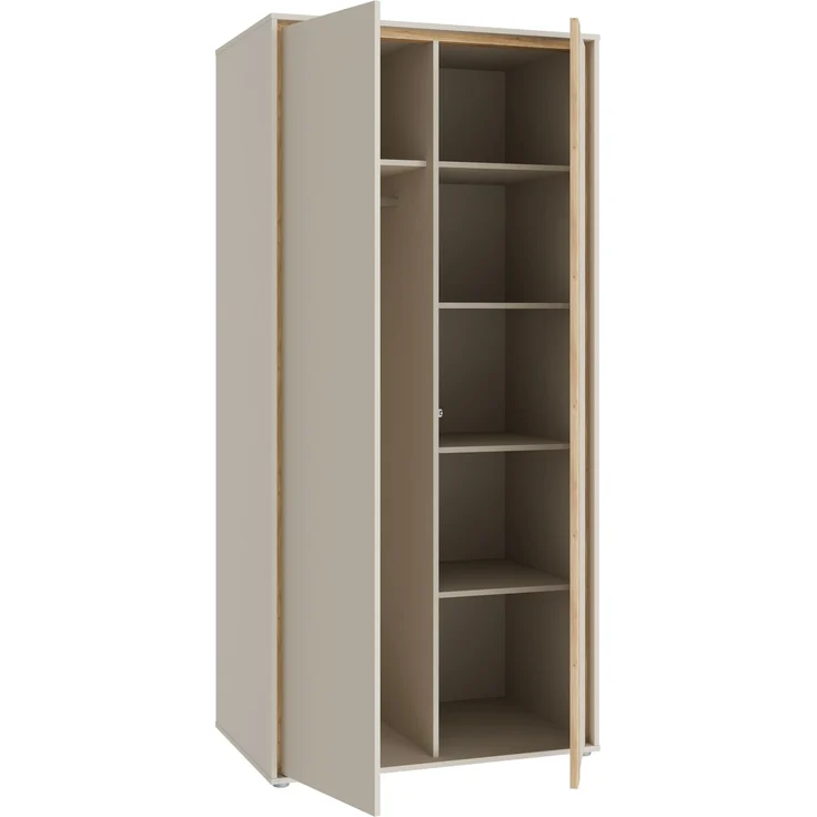 Drehtürenschrank >WEXLIN< 5 Böden, sandfarbig / Mauvella Eiche Dekor - 91,3x193,7x60cm (BxHxT) – Bild 6