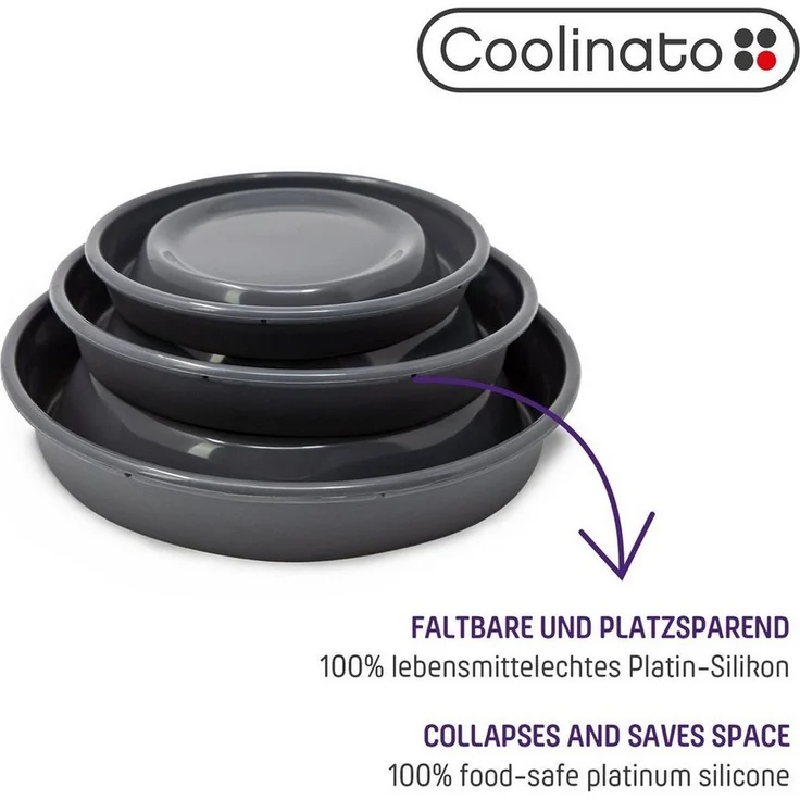 Coolinato Schüssel Set 3tlg grau aus Silikon, Silikon – Bild 2