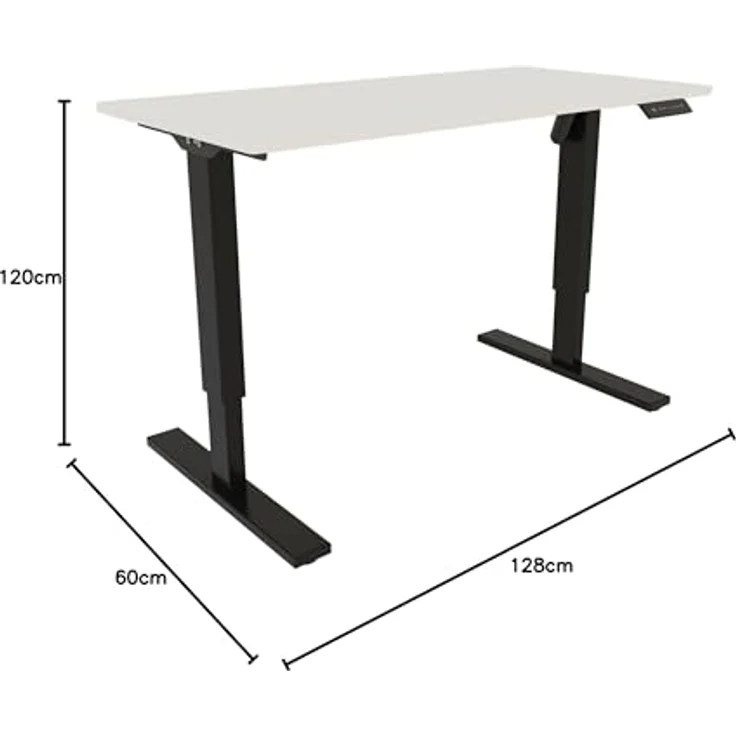 Bisley E-StarterTech, 2 Säulen, Maße Säule 45 x 75/50 x 80 mm, MFC Tischplatte, hochwertig und langlebig, Maße: H 25 x B 1200 x T 600 mm, Farbe: Gestell 333 schwarz Platte 005 weiß – Bild 2