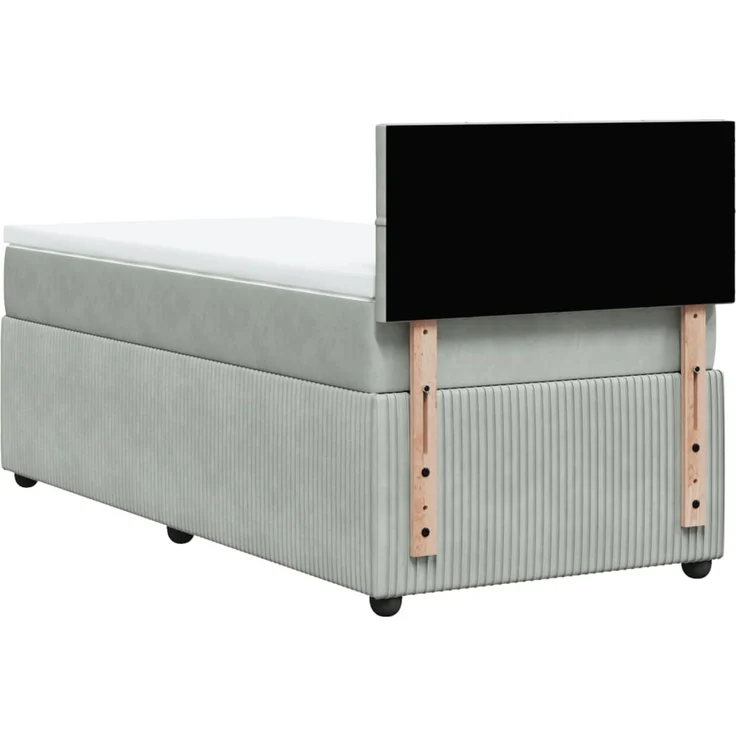 vidaXL Boxspringbett mit Matratze Hellgrau 90x190 cm Samt 3287626 – Bild 10