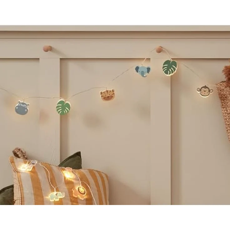 Lights4fun LED-Lichterkette 12er Safari Lichterkette Kinderzimmer aus Holz – Bild 3