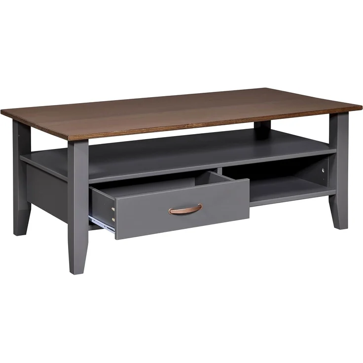 Inter Link - Couchtisch - Massivholztisch - Wohnzimmertisch - Sofatisch - Kiefer Massivholz - Spanplatte beschichtet- Artisan Eiche Optik - Anthrazit - Luzerna – Bild 8