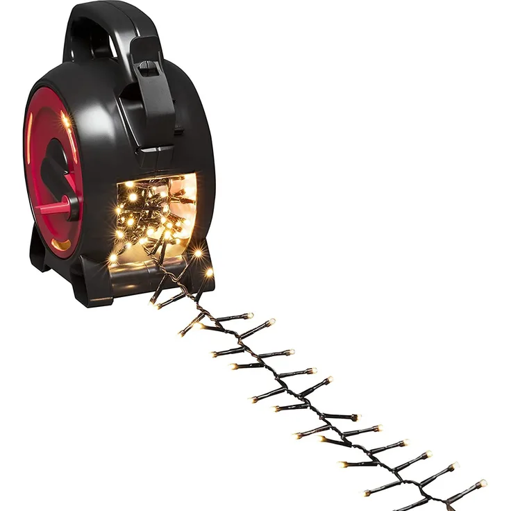 Konstsmide 3843-100 Lichterkette Außen EEK: E (A - G) über Netzanschluss Anzahl der Leuchtmittel 300 LED (RGB) Warmweiß Beleuchtet Länge: 6 58 m mit Rollen