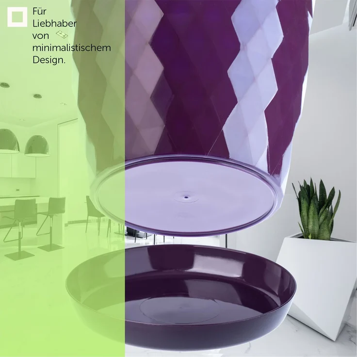KADAX Kunststoff-Blumentopf mit Ständer, Blumentopf-Abdeckung, Blumen, 18 cm, Lila – Bild 5