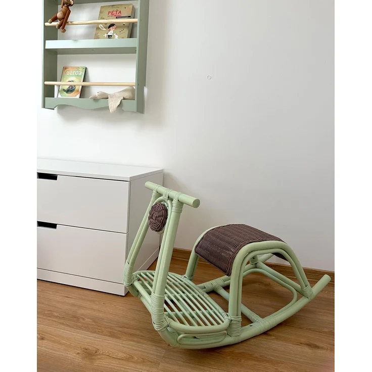 Kinder Schaukelstuhl Rattan hellgrün ASPRIA – Bild 9