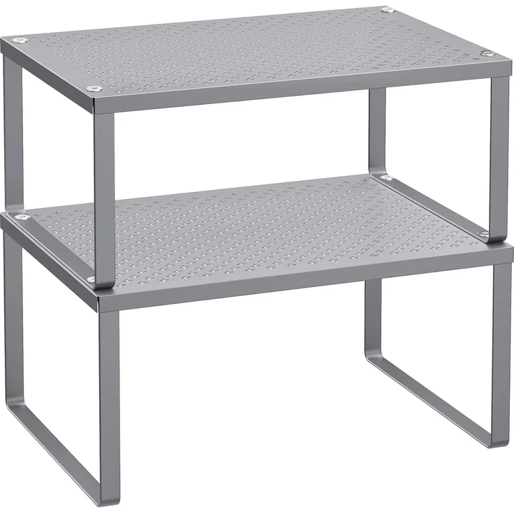 Songmics Gewürzregal, 4er Set, Küchenregal, Küchen-Organizer, Küche, Gewürzhalter, erweiterbar, stapelbar, kleines Regal, Metall, silbern KCS006S01 – Bild 1