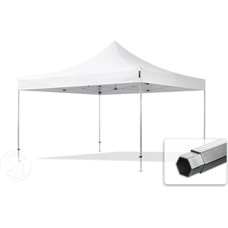 4x4 m Faltpavillon, PROFESSIONAL Alu 40mm, feuersicher, weiß