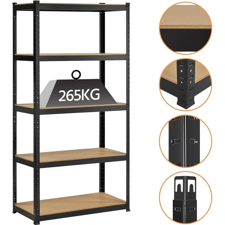 Yaheetech Lagerregal Stehende Regaleinheiten Kellerregal Standregal mit 5 Höhenverstellbaren Böden für Keller Lager Garage, 90×45×180cm, 1325 kg Last – Bild 6