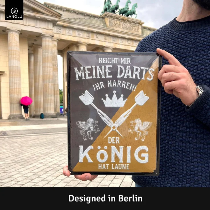 LANOLU Blechschild Darts König - 30x40cm – Metall – Mehrfarbig – 30107 – Bild 2
