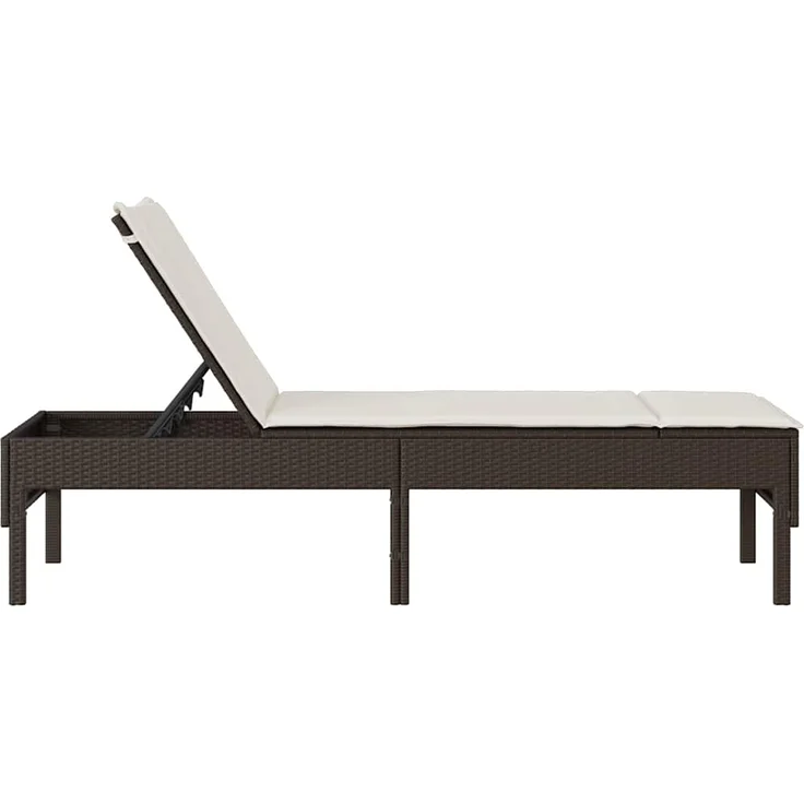 vidaXL Sonnenliege mit Auflage Braun 55x200x44 cm Poly Rattan 4104101 – Bild 5