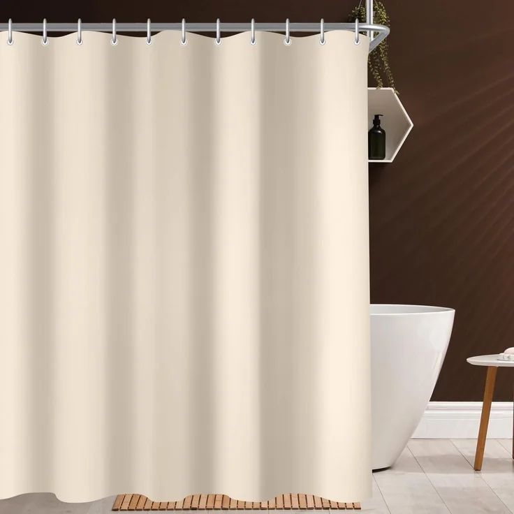 Duschvorhang 150x180cm Beige, Wasserabweisend, Antischimmel Textil – Bild 8