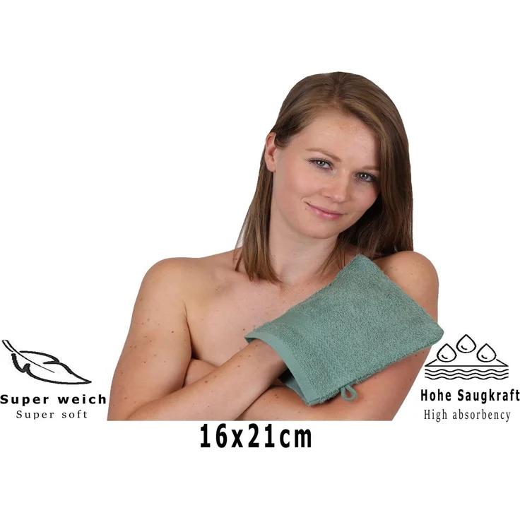 Betz Seiftuch 10-tlg. Waschhandschuhe-Set PREMIUM 100% Baumwolle 16x21 cm – Bild 4