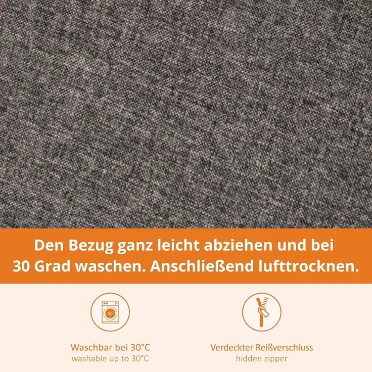 sleepling Bankauflage dunkelgrau 140x50 cm, Bankkissen, Sitzkissen für Fensterbank, Bezug waschbar, Unterseite Antirutsch, Made in EU – Bild 4