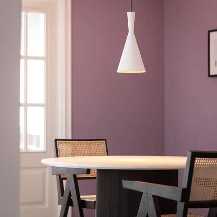 LEDKIA LIGHTING Lennon Hängeleuchte, kegelförmiges Design, höhenverstellbares Kabel, E27 LED-kompatibel, Aluminium, Weiß – Bild 2
