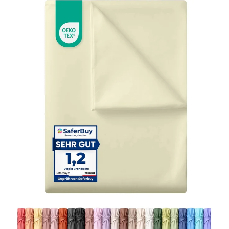 Utopia Bedding - Bettlaken ohne Gummizug 225x255 cm - Oeko-TEX Zertifiziert - Weich Gebürstetes Polyester - Mikrofaser Flaches Laken – Beige