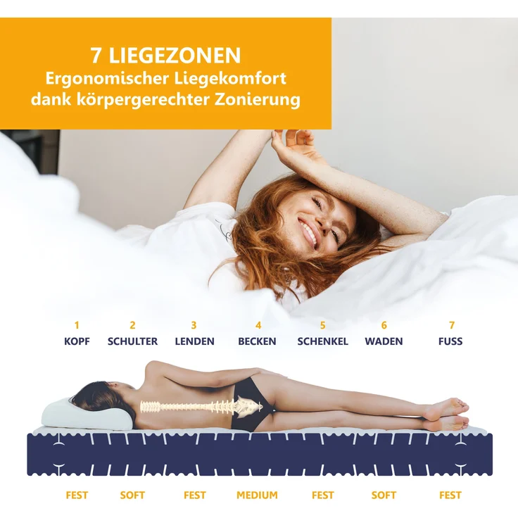 Kaltschaummatratze Grand Relax, Beco, 25 cm hoch, 25 cm Komforthöhe, Made in Germany, 140x200 cm, Liegekomfort fest – Bild 6