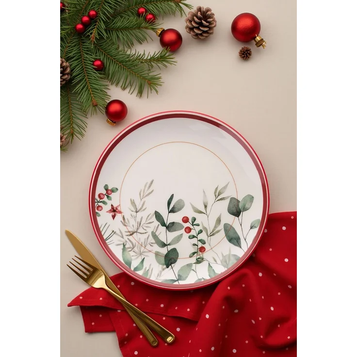 Hermia Concept 'Xmas Cherry' Servierteller-Set (6-teilig), Mehrfarbig, 25,5 x 25,5 x 2,5 cm – Bild 1