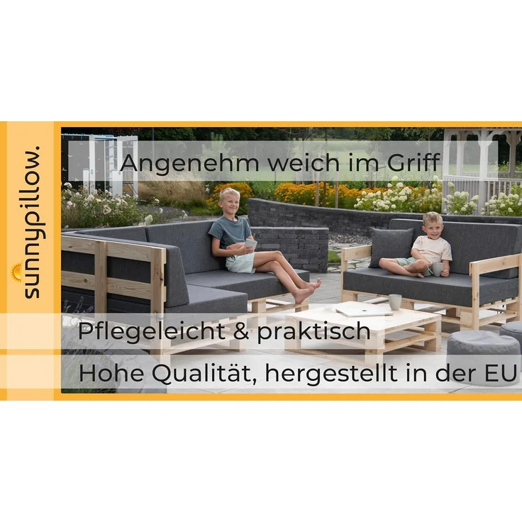 sunnypillow Palettenkissen mit abnehmbarem Bezug UV - beständig Outdoor wasserdicht Kaltschaum Palettenauflage Palettenpolster Palettensofa Rückenkissen 120 x 40 x 20/10cm Braun – Bild 4