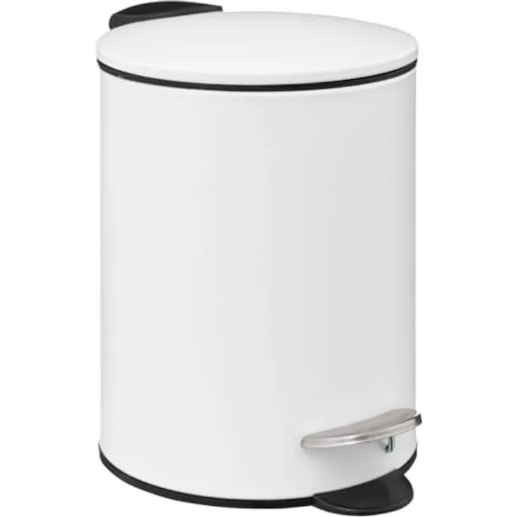 5five Colorama Treteimer, weiß, 3 l, Metall, Soft-Close-Mechanismus, herausnehmbarer Inneneimer, für Bad, WC, Büro