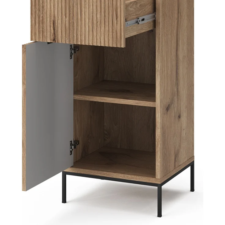 Badschrank Eliza Viking Oak 40 x 87 cm mit Tür und Schublade Vicco – Bild 6