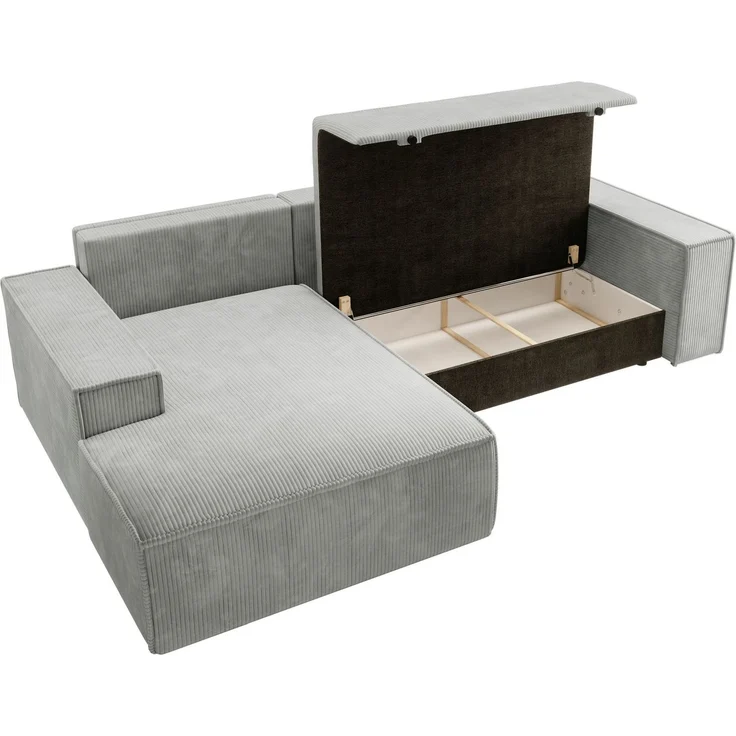 Selsey 'Farese New' Ecksofa mit Cordbezug, Schlaffunktion und Stauraum, Hellgrau, links – Bild 7