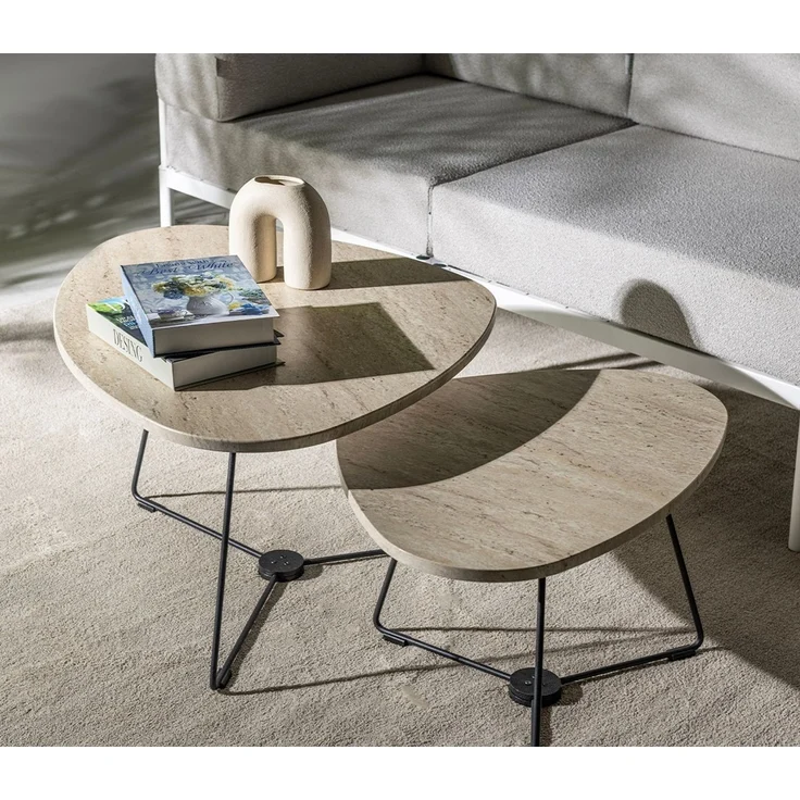 Skye Decor 'Pebble Nesting Table 69 - Travertine' Satztisch (2-teilig), Travertin, 69 x 46 x 94 cm – Bild 3