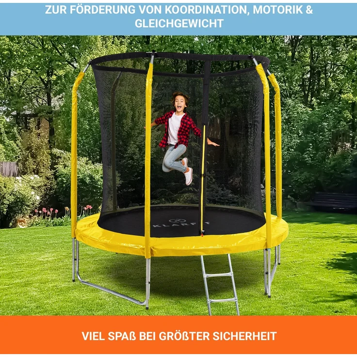 Jumpstarter Trampolin 2,5 m Ø Netz 120 kg max. 195 cm Ø Sprungfläche Gelb – Bild 2
