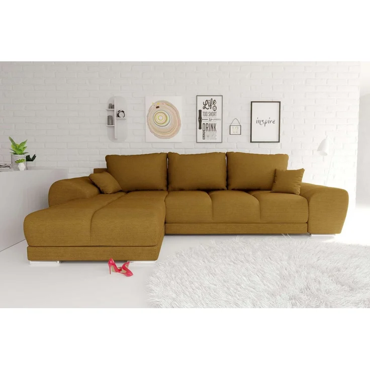 99rooms Antalya Ecksofa Cordstoff POSO Gold Links mit Schlaffunktion – Bild 5