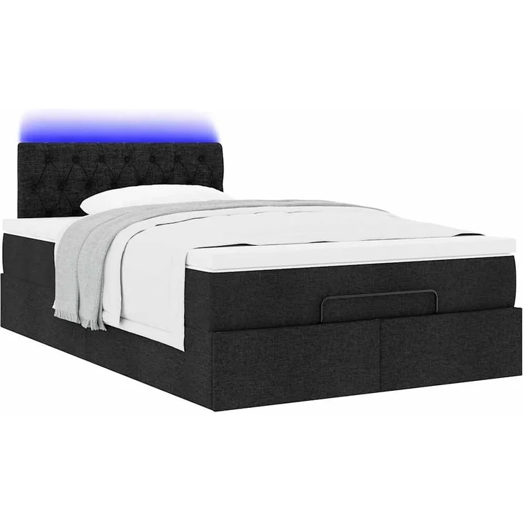 vidaXL Ottoman-Bett mit Matratze & LEDs Schwarz 120x200 cm Stoff 3312383 – Bild 5