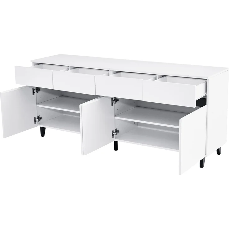 Merax Hochglanz Sideboard, Kommoden, Highboard, Schubladenkommoden mit 4 Schubladen 2 Türen und höhenverstellbaren Regalböden, Hochglanz-Sideboard, Hochglanz-Unterschränke, Eckschränke – Bild 8