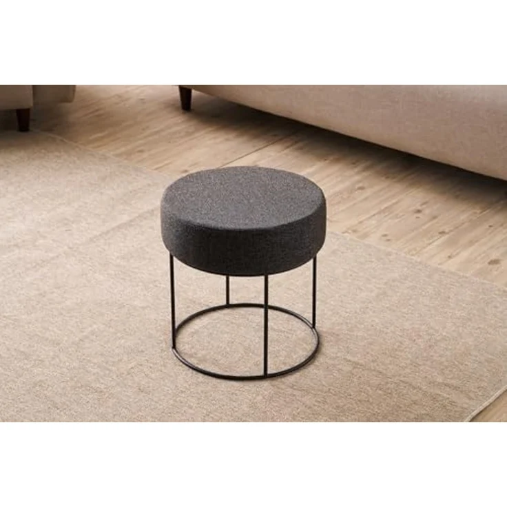 Atelier Del Sofa Stylish Fume Pouffe with Metal Legs, 40 cm Diameter & Height | 50% Cotton/50% Polyester, Easy Clean Fabric, 32 DNS Foam for Comfort | Perfect for Modern Living Spaces – Bild 3