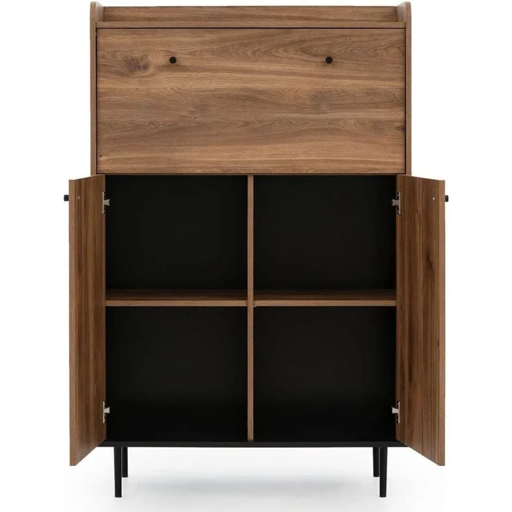 Lomadox Barschrank VAREDO-132 in Eiche Nb. Wohnzimmer Möbel im modernen Vintage Design 90/140/40 cm – Bild 7