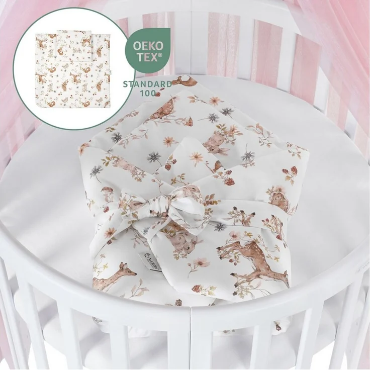 Waldin Babybett Oval 7in1 mitwachsend, Beistellbett, Matratze, Rollen, Buche, Weiß – Bild 4