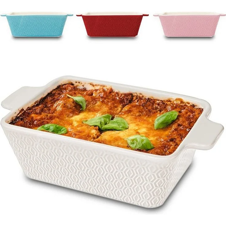 Praknu Auflaufform Auflaufform aus Keramik für 2 Personen - Für Lasagne, Tiramisu, Keramik, (1-St), Für 2 Personen Lasagne, Tiramisu & Auflauf - Hoher Rand - Eckig – Bild 4