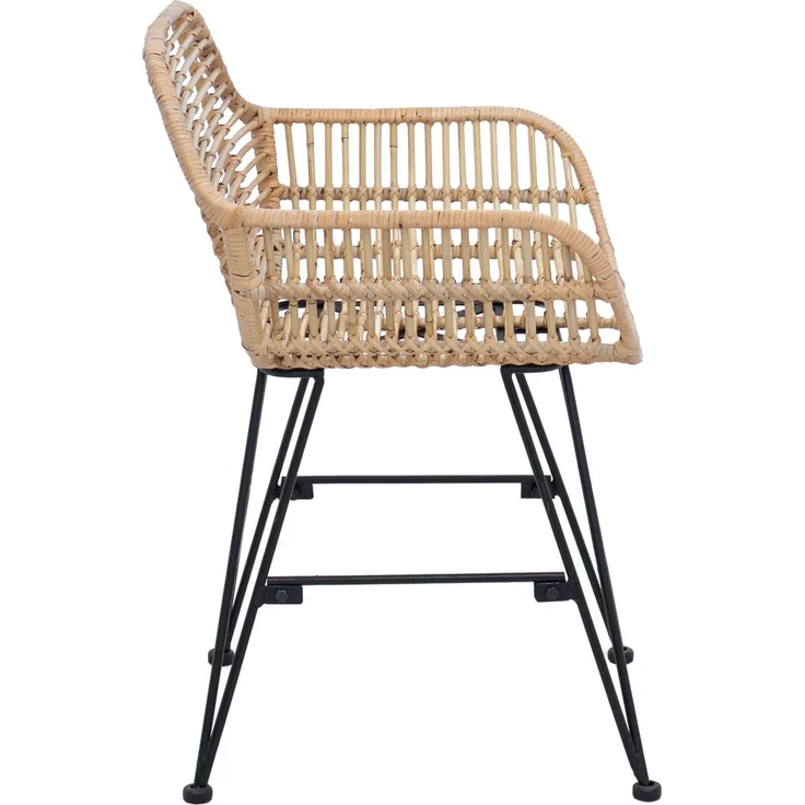 vidaXL Esszimmerstuhl 2 pcs Natur 55 x 50 x 74 cm Rattan und Eisen 42011556 – Bild 5