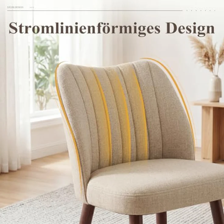 MALOL Esszimmerstühle 6er Set, Polsterstühl mit Rückenlehne, Ergonomisch Gepolsterte Küchenstühle mit vertikaler Rillenlehne, Moderne Esszimmer Stühle für Esstisch Wohnzimmer Café Restaurant, Kamel – Bild 5