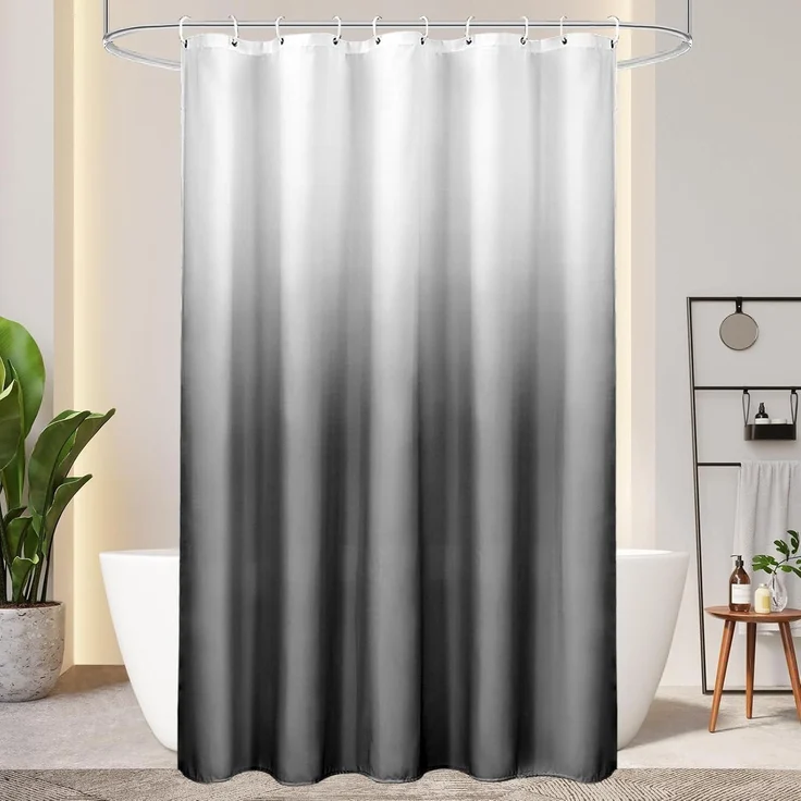 Duschvorhang 150X200cm Grau Textil 120g/m² Farbverlauf Wasserdicht Waschbar – Bild 1