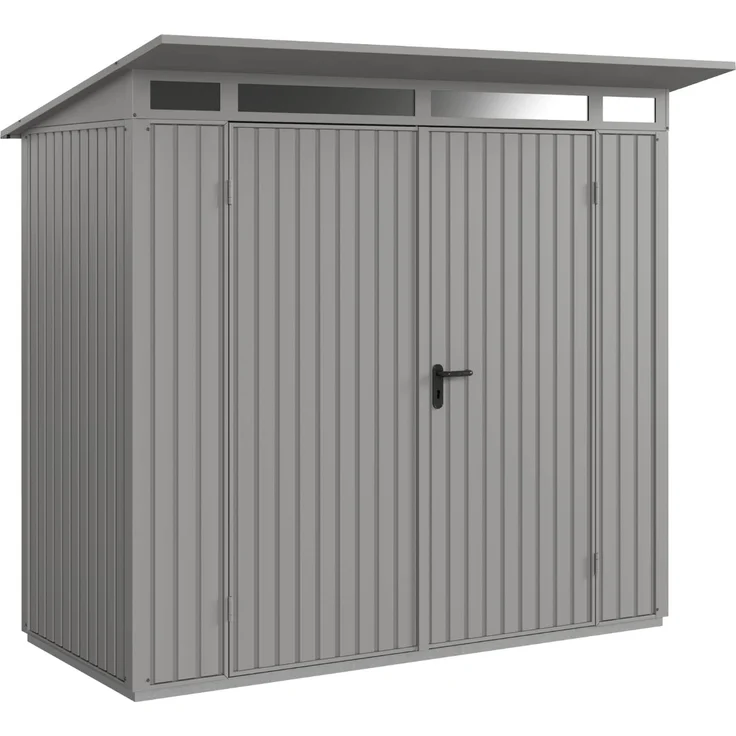 Hörmann Metall-Gerätehaus Berry Classic mit Pultdach Typ 1, 248 x 153 cm, graualuminium, 3,8 m²,2-flüglige Tür – Bild 1