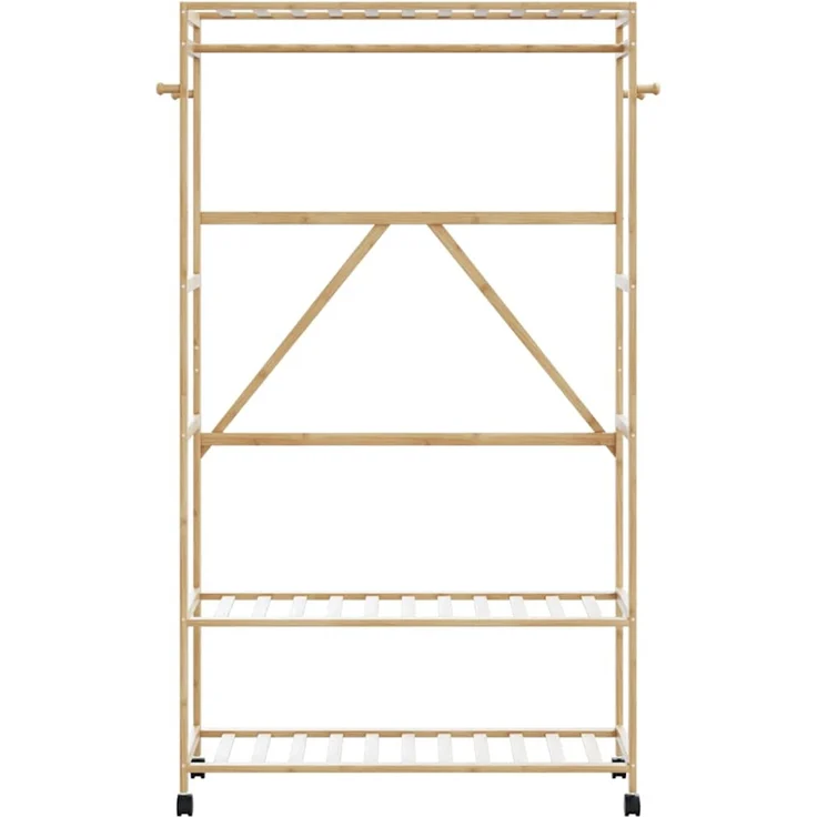vidaXL Kleiderständer mit Ablagen und Rollen 110x40x180 cm Bambus 4008923 – Bild 3