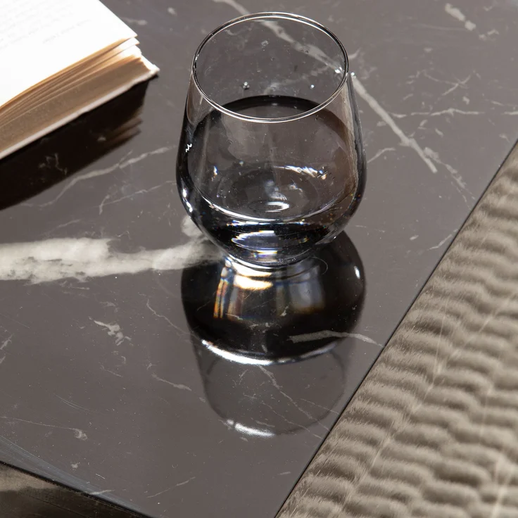 Couchtisch MONOBLOC 40x40x45 cm Schwarz Hochglanz Marmor Optik Quadratisch – Bild 4