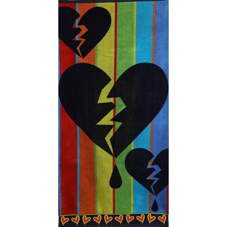 Betz Strandtuch Velours Strandtuch Strandlaken 70x140cm Dessin: Herzen, 100% Baumwolle – Bild 1