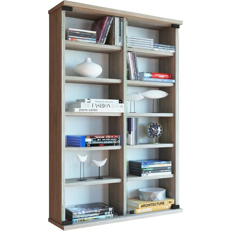 VCM CD / DVD Media Regal 912018 Sonoma-Eiche (Sägerau) H. 92 x B. 60 x T. 18 cm