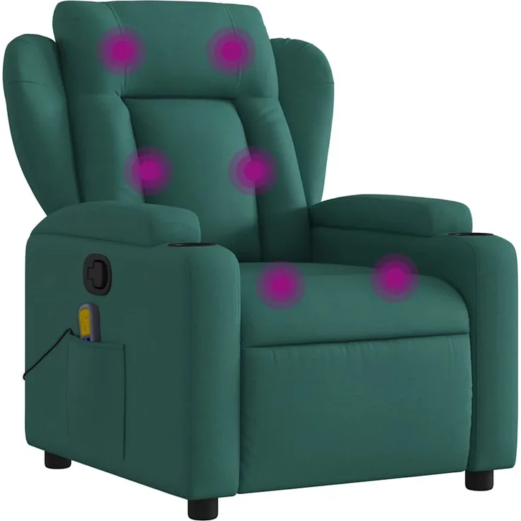 vidaXL Massage-Relaxsessel, dunkelgrüner Stoff 3206003