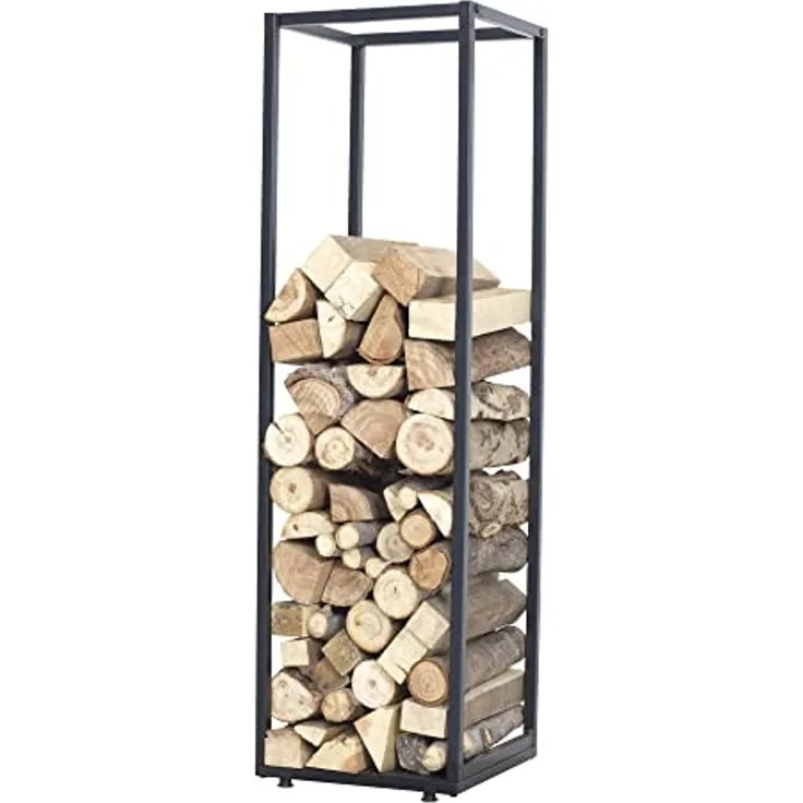 Kaminholzregal Tornved Stahl 35x35x120 cm Schwarz [en. casa]