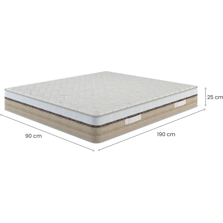Talamo Italia - Ophiuco Einzelmatratze, Memory Foam-Matratze, ergonomische Matratze, Taschenfederkernmatratze, 100% Made in Italy, 90 x 190 x 25 cm – Bild 2