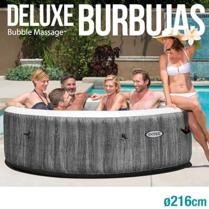 Intex Greywood Deluxe Purespa, Aufblasbares Spa für 6 Personen, grau, mit LED-Lichtern und Schutzhülle – Bild 2