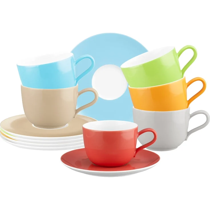 Seltmann Weiden Liberty Pure Colors Kaffeetasse mit Untertasse 260 ml 6er Set - Mixed – Bild 1
