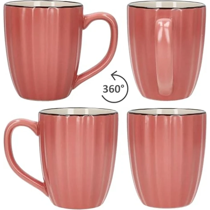 MÄSER Tasse Mäser OSITA Rose Weiß 6x Kaffeebecher 300ml rosa Steingut-Tassen, Steingut – Bild 4